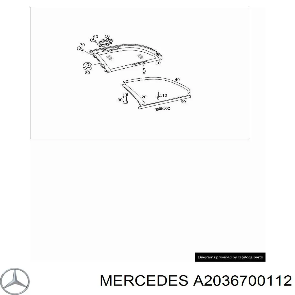 Купить A2036700112 Mercedes Стекло кузова (багажного отсека) левое