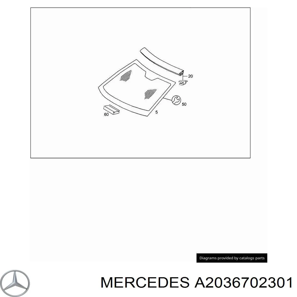 A2036702301 Mercedes стекло лобовое