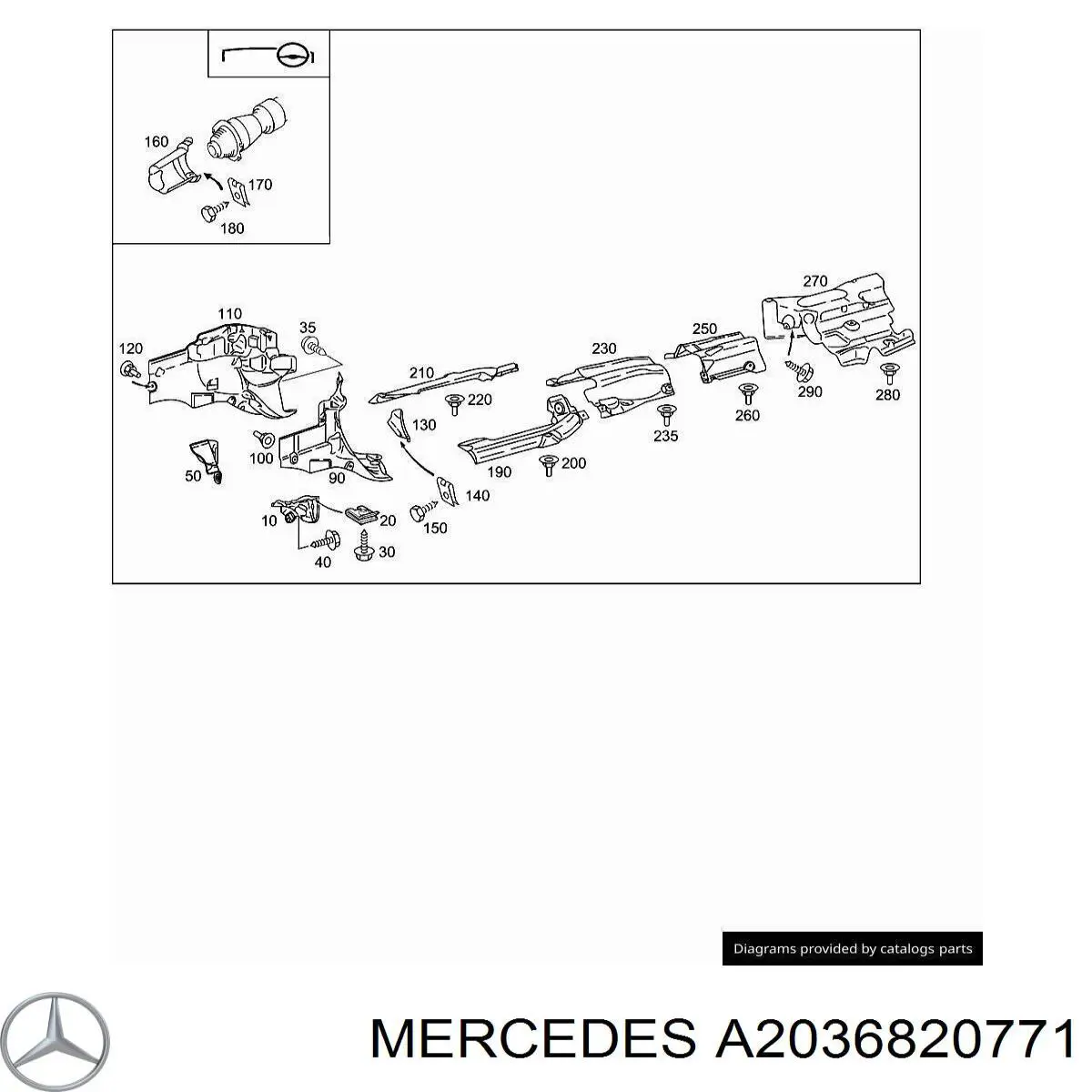 Proteção (tela térmica) do sistema de escape para Mercedes C (S203)