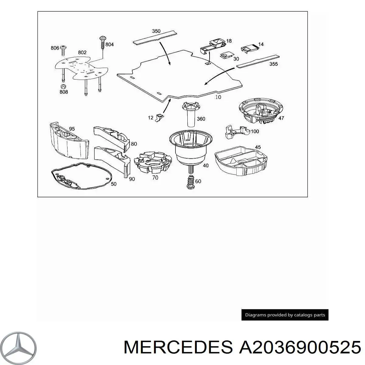 A2036900525 Mercedes Накладка перегородки