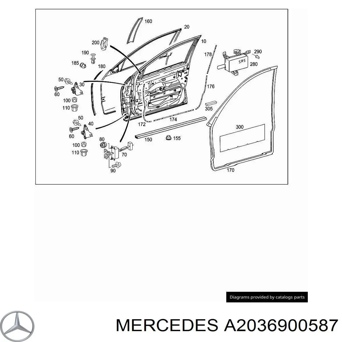 Накладка двери передней левой вертикальная A2036900587 Mercedes