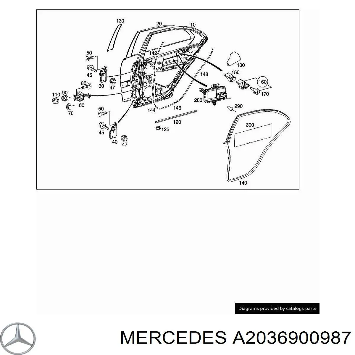 Накладка двери задней левой вертикальная A2036900987 Mercedes