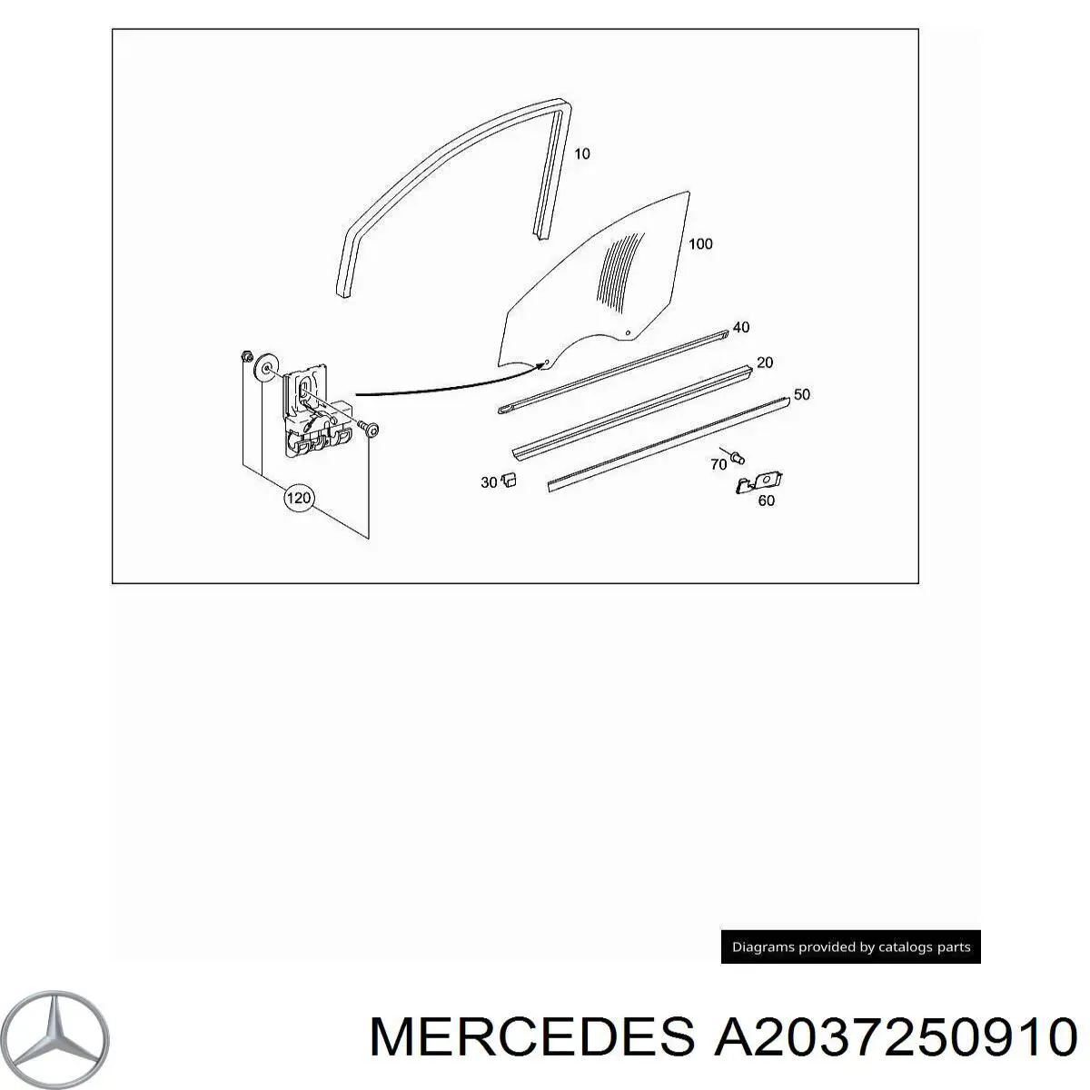 Окно (передней двери) двери Mercedes A2037250910 цена, от 11.29 USD