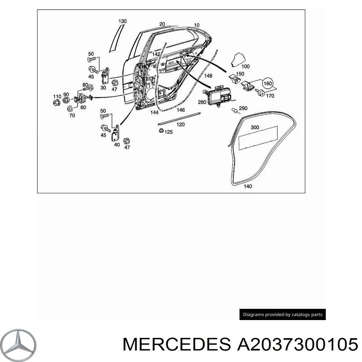 Дверь задняя левая A2037300105 Mercedes