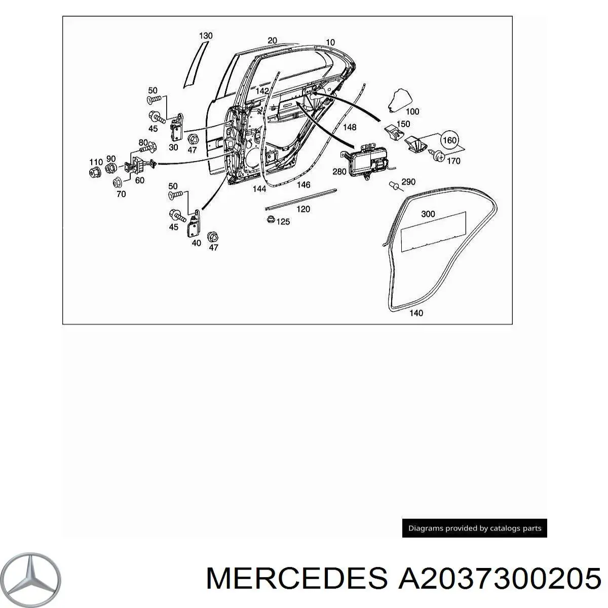 Porta traseira direita para Mercedes C (W203)