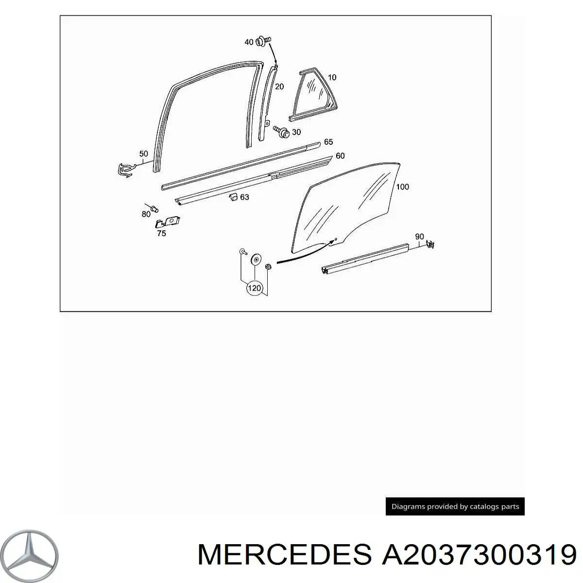  Накладка двери задней левой вертикальная Mercedes C 