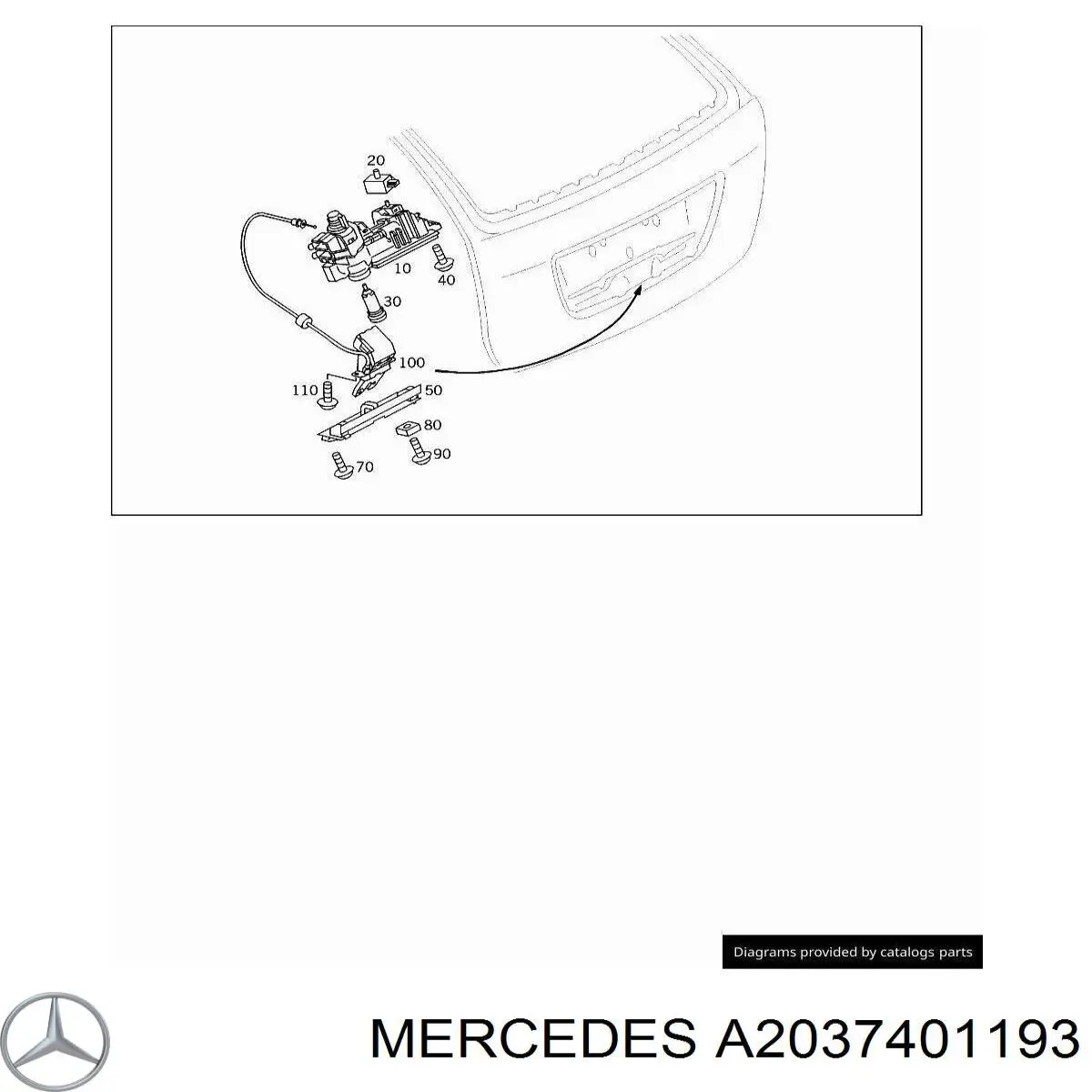 Puxador externo de tampa de porta-malas (de 3ª/5ª porta traseira) para Mercedes C (S203)