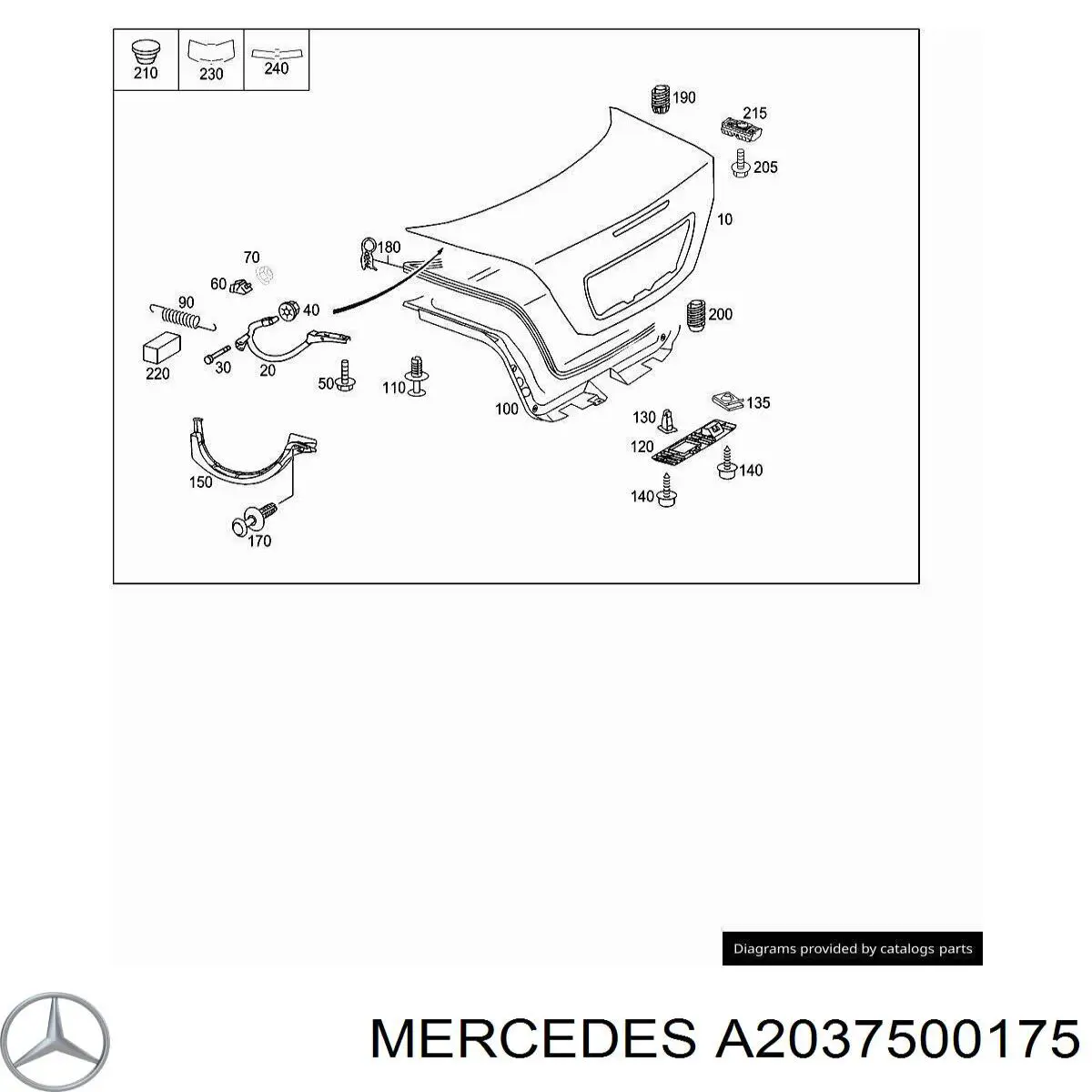 203750067567 Mercedes tampa de porta-malas
