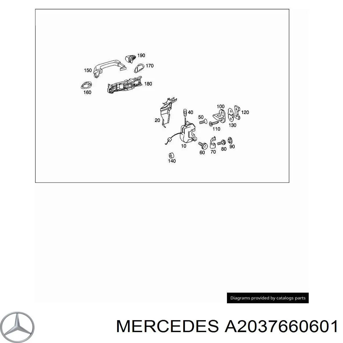 Ручка передней двери наружная, правая на Mercedes C (W203)