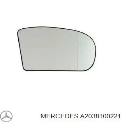 A2038100221 Mercedes elemento espelhado do espelho de retrovisão direito