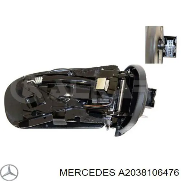 A2038106476 Mercedes espelho de retrovisão direito