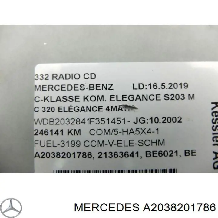 Магнитола (радио AM/FM) Mercedes A2038201786 цена, от 18.28 USD