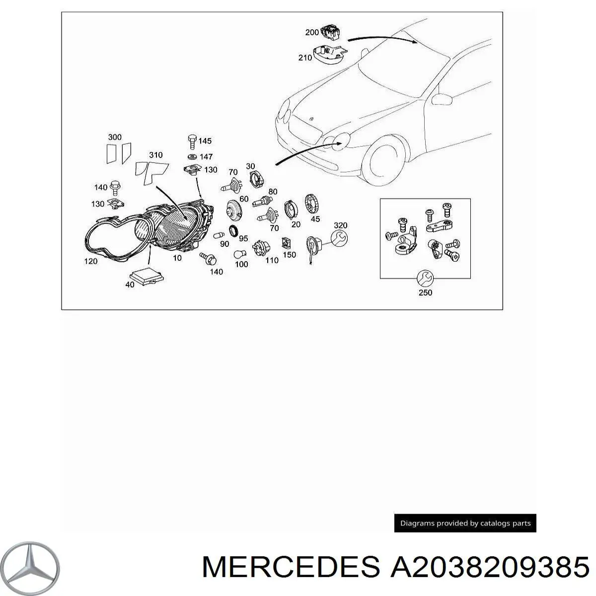 A2038209385 Mercedes unidade de encendido (xénon)