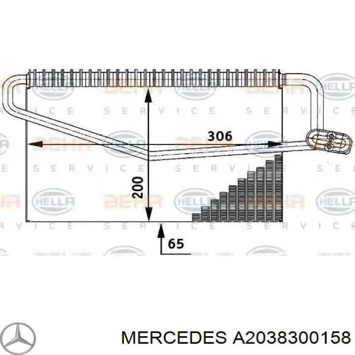 Испаритель кондиционера MERCEDES A2038300158