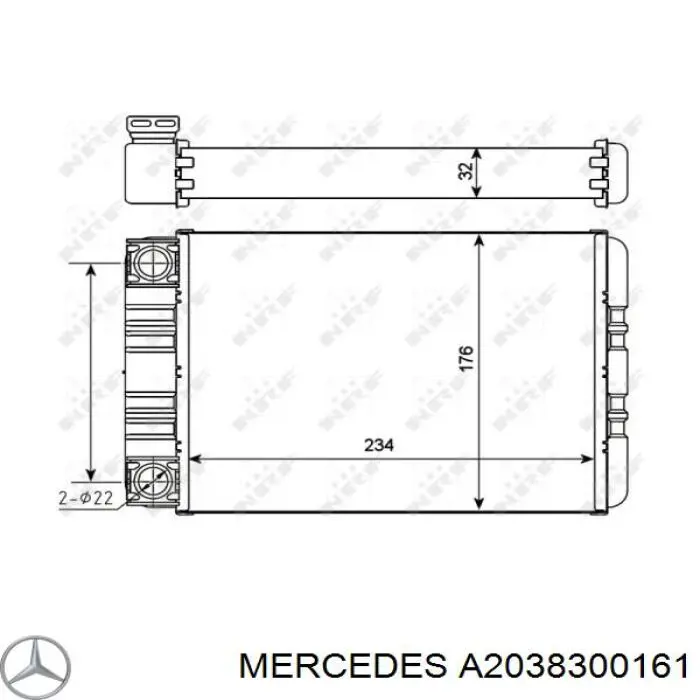 Радиатор печки (отопителя) Mercedes A2038300161