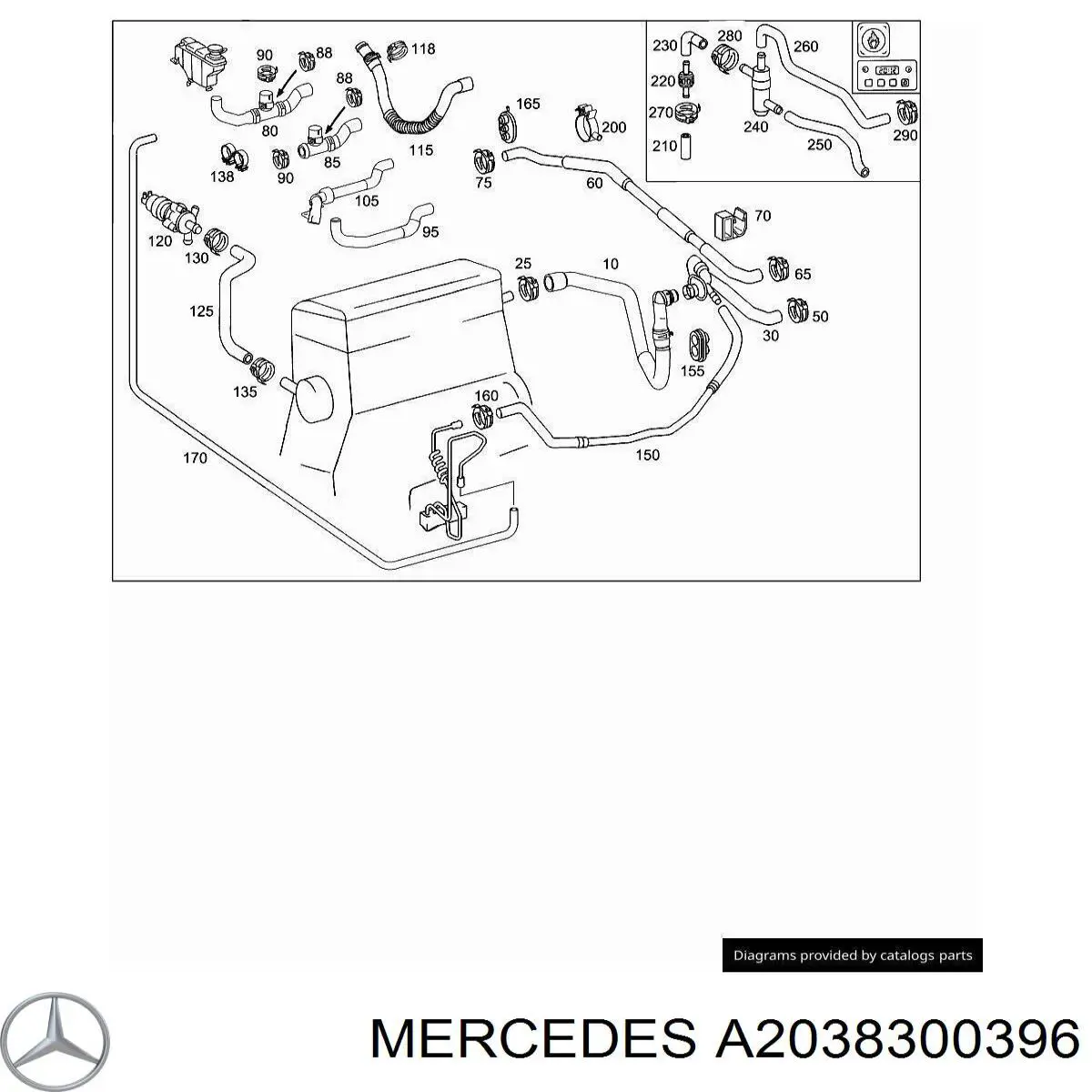 A2038300396 Mercedes шланг радиатора отопителя (печки, подача)