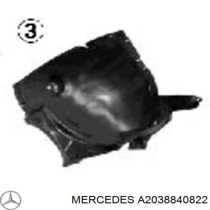 Подкрылок крыла переднего правый передний Mercedes A2038840822 цена, от 20.32 USD