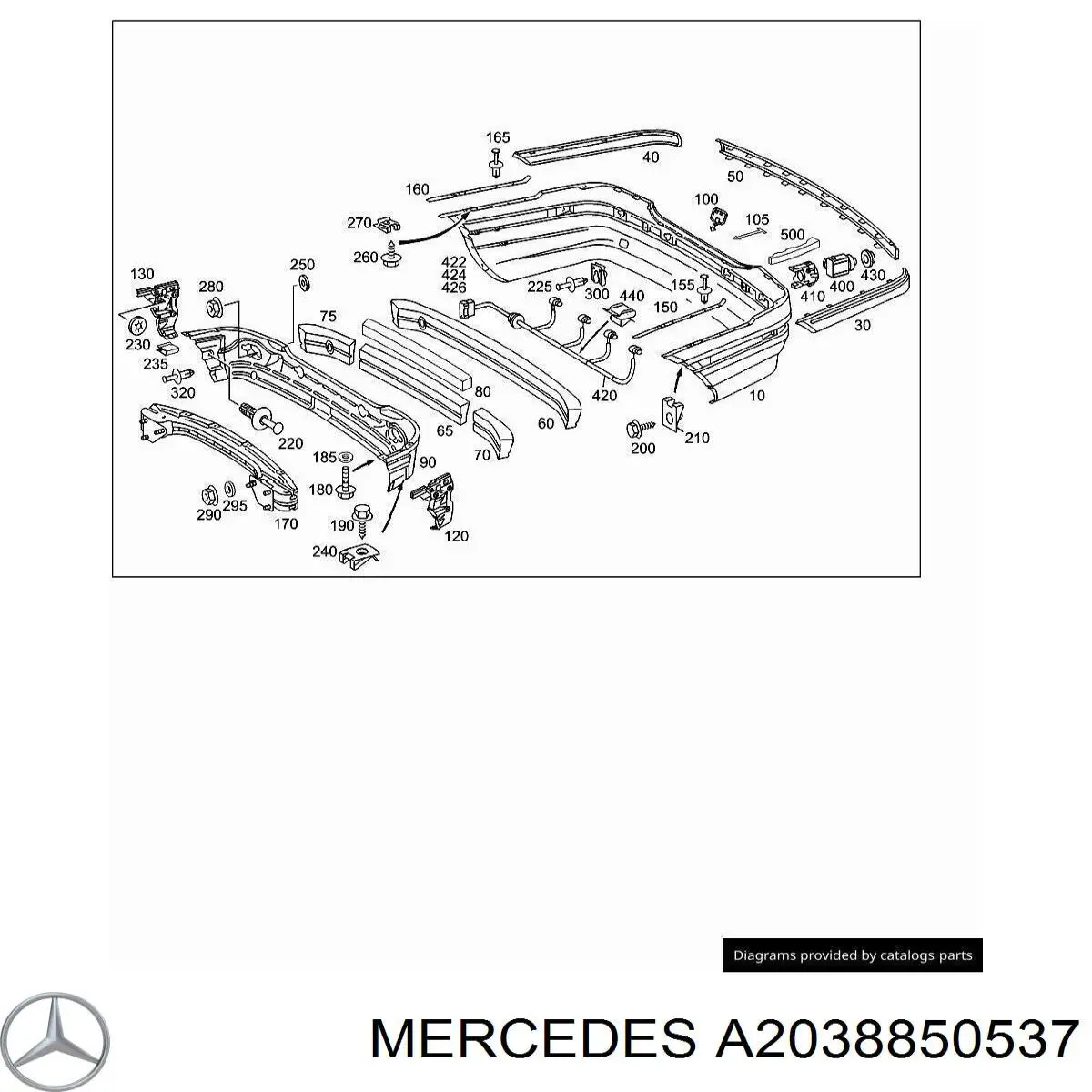 Absorvedor (enchido) do pára-choque traseiro para Mercedes C (W203)