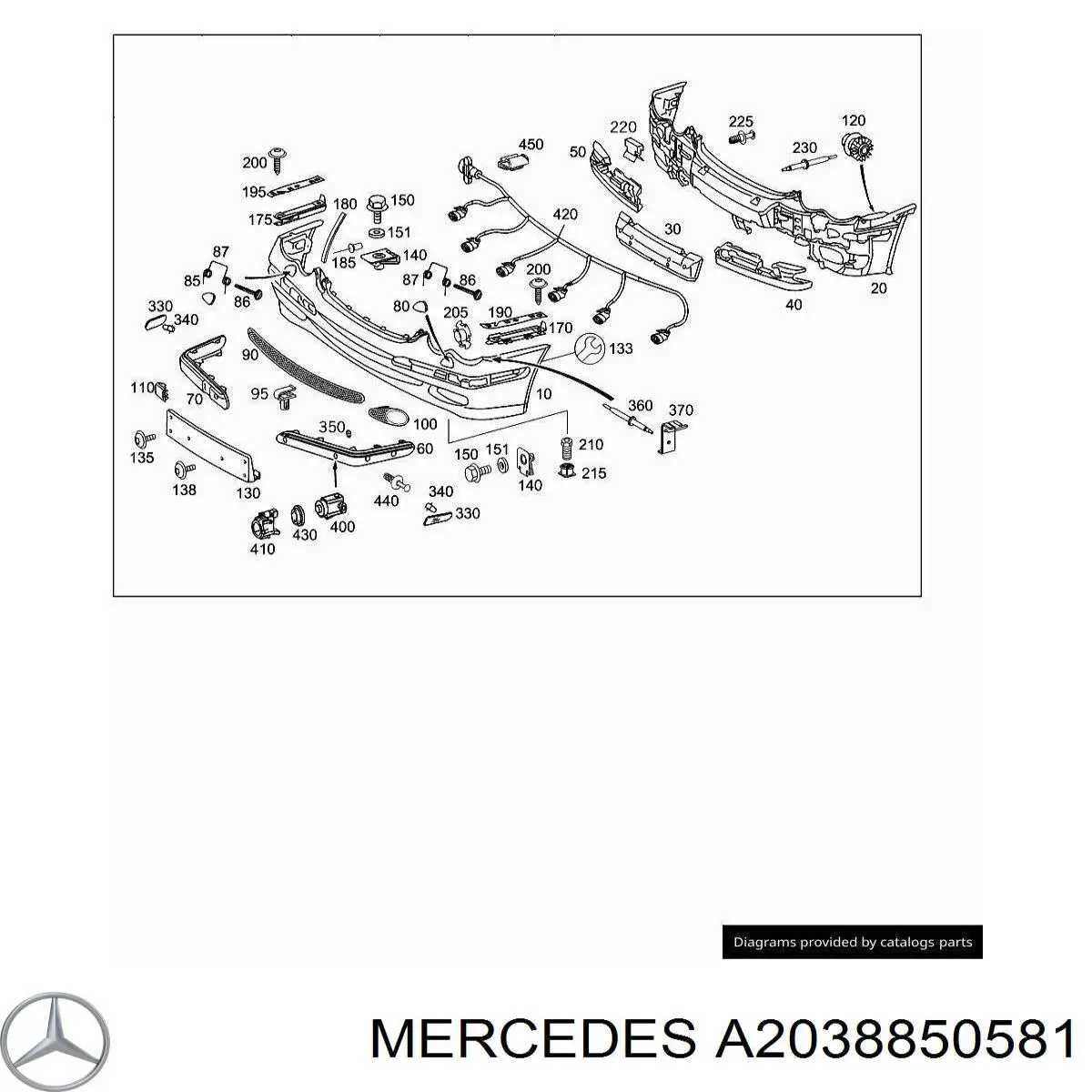 Кронштейн переднего номерного знака Mercedes A2038850581 цена, от 15.95 USD