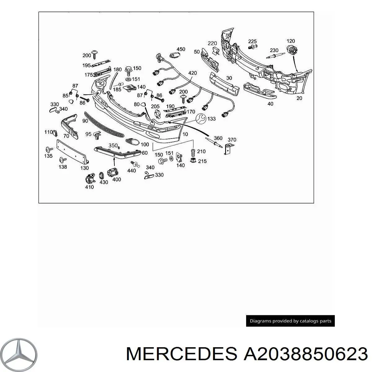 A2038850623 Mercedes решетка бампера переднего правая