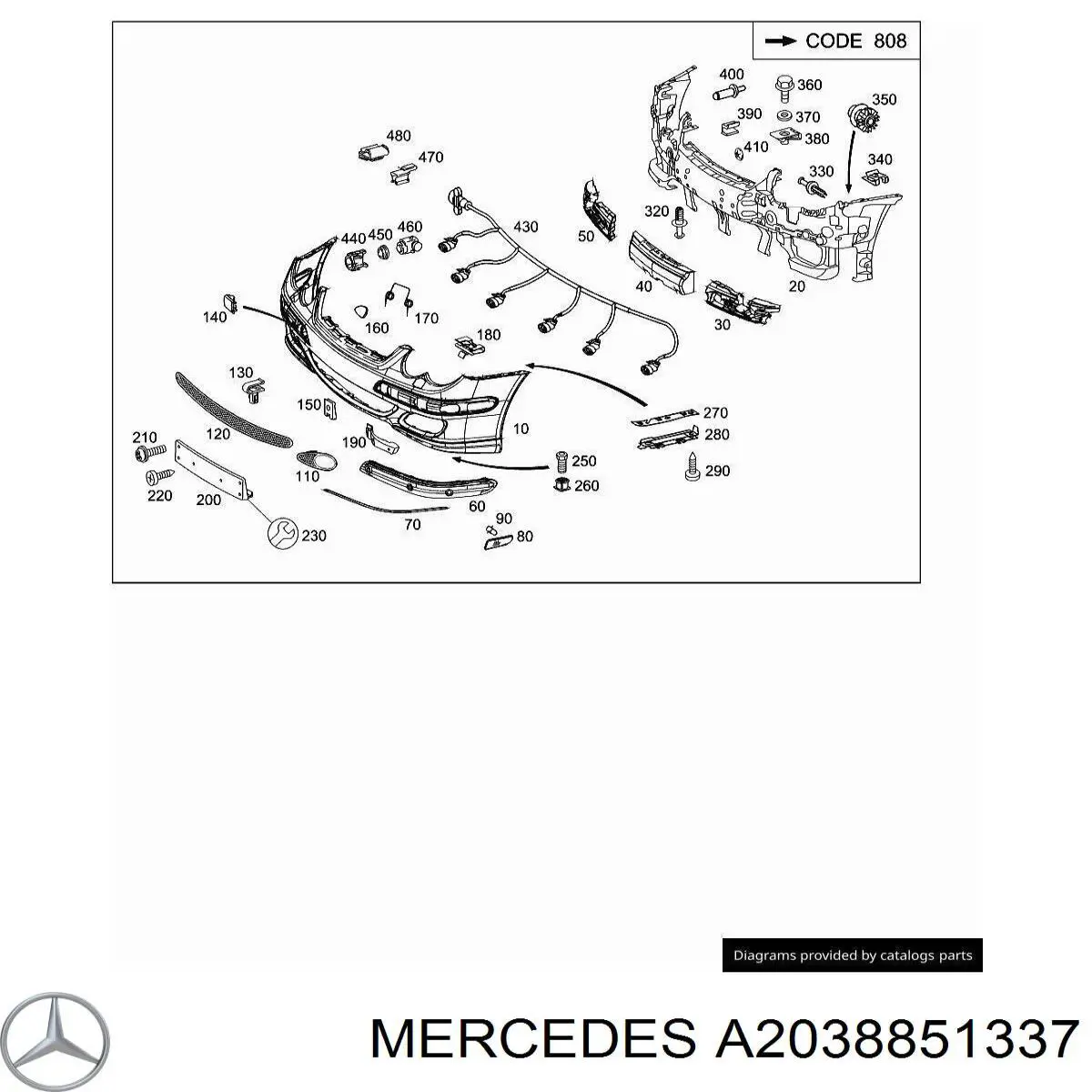 A2038851337 Mercedes Наполнитель бампера переднего