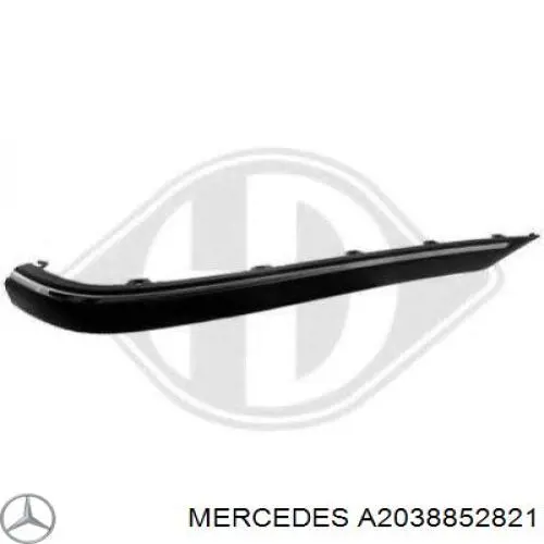 A2038852821 Mercedes moldura direita do pára-choque traseiro