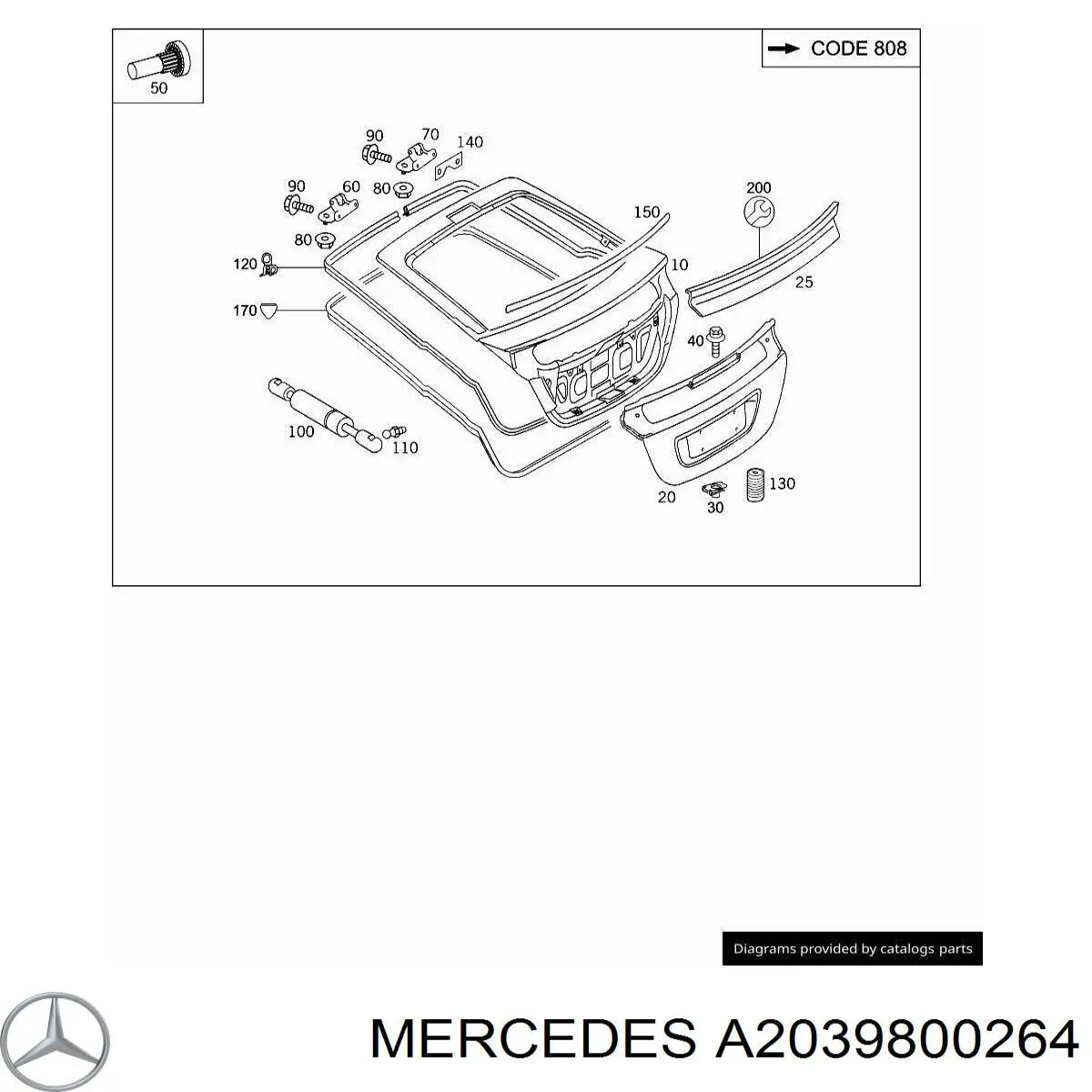 A2039800264 Mercedes Амортизатор крышки багажника