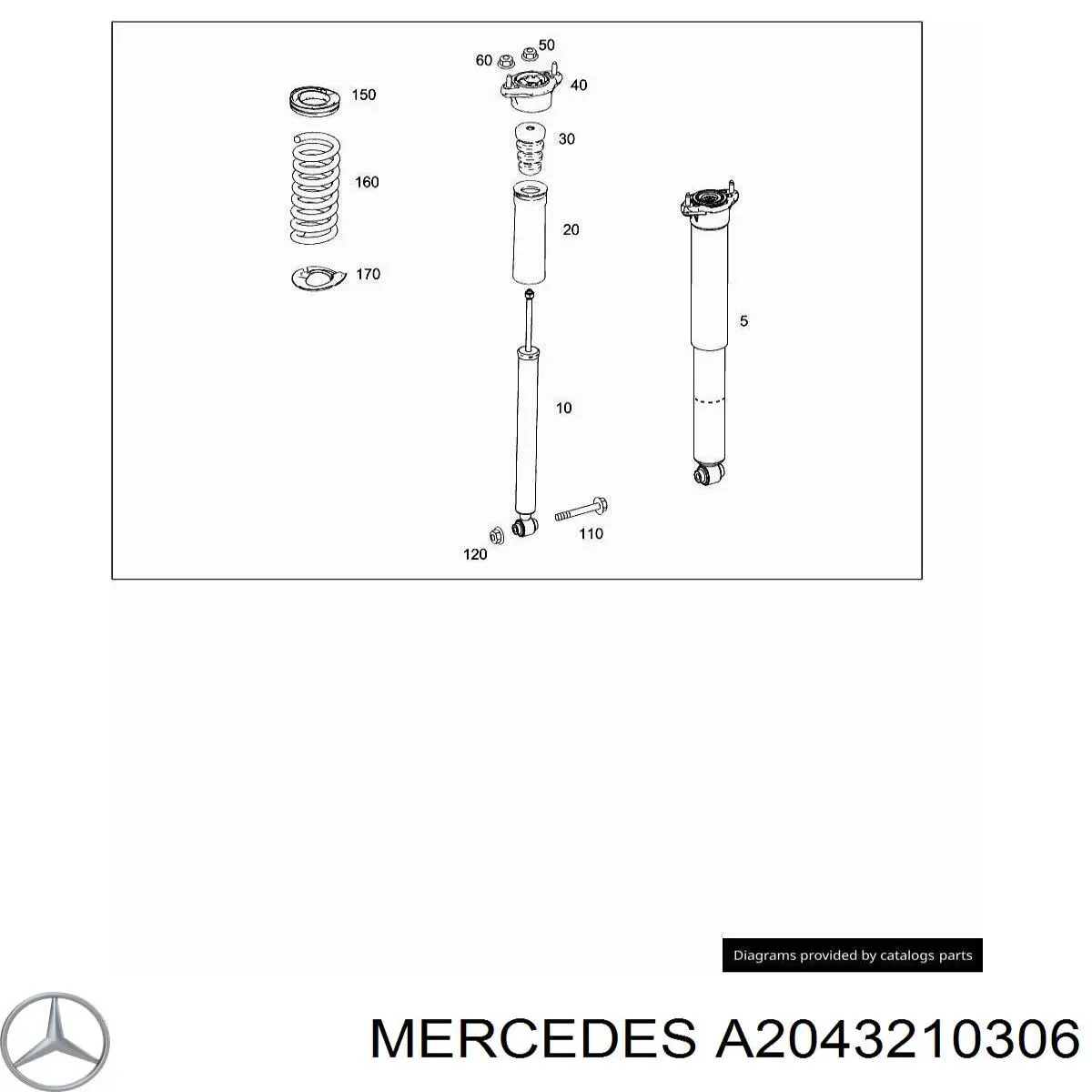 A2043210306 Mercedes pára-choque (grade de proteção de amortecedor traseiro)