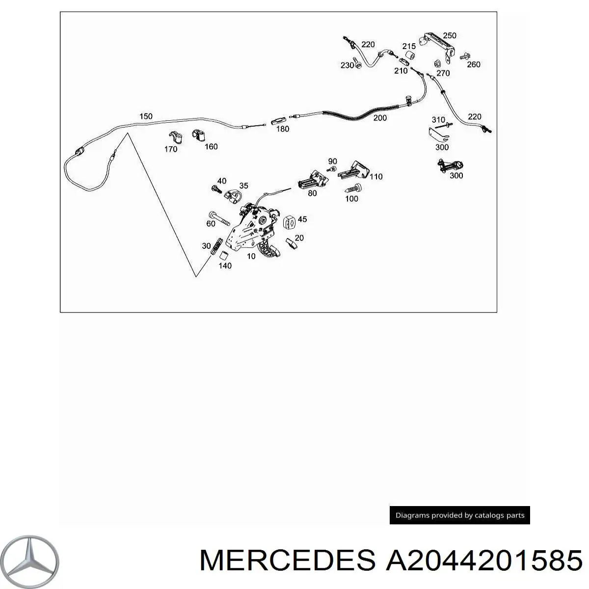 Cabo do freio de estacionamento dianteiro para Mercedes GLK (X204)