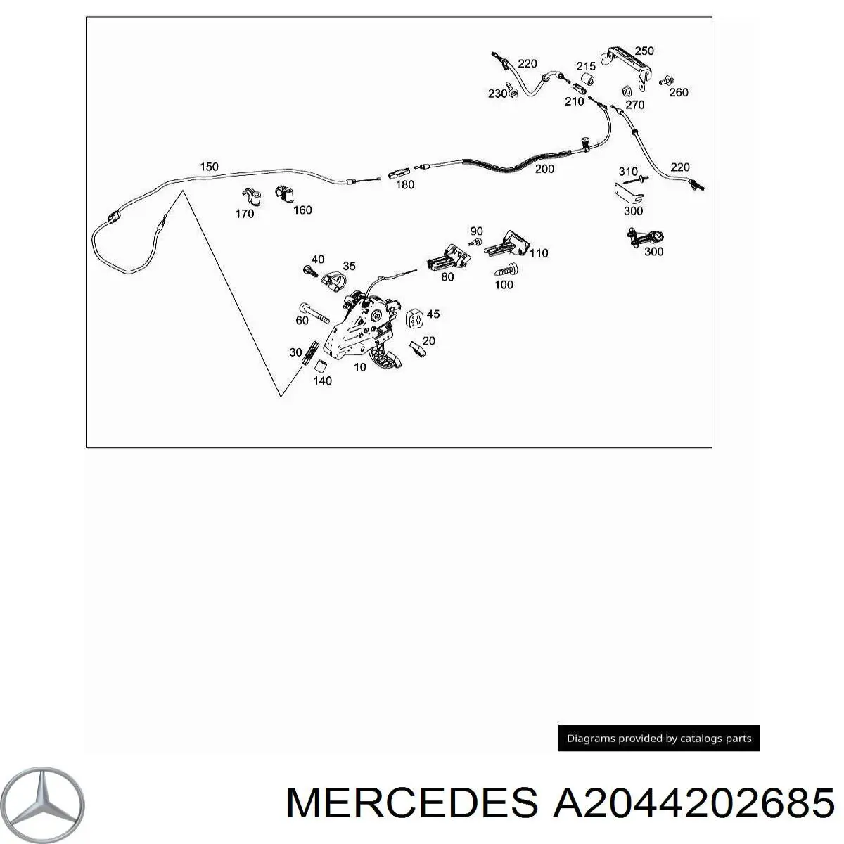 A2044202685 Mercedes трос ручного тормоза задний правый/левый