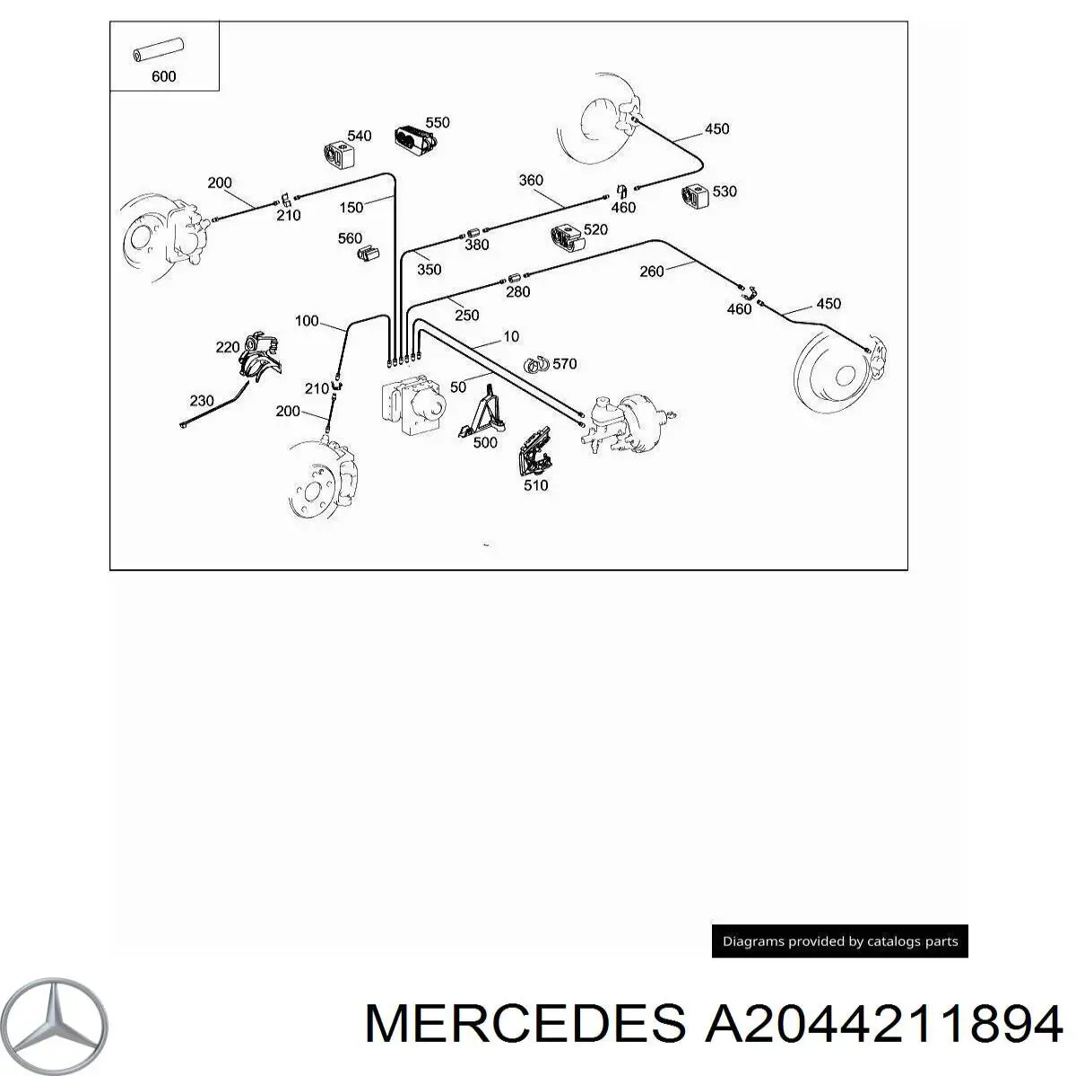 Скоба тормозной трубки A2044211894 Mercedes