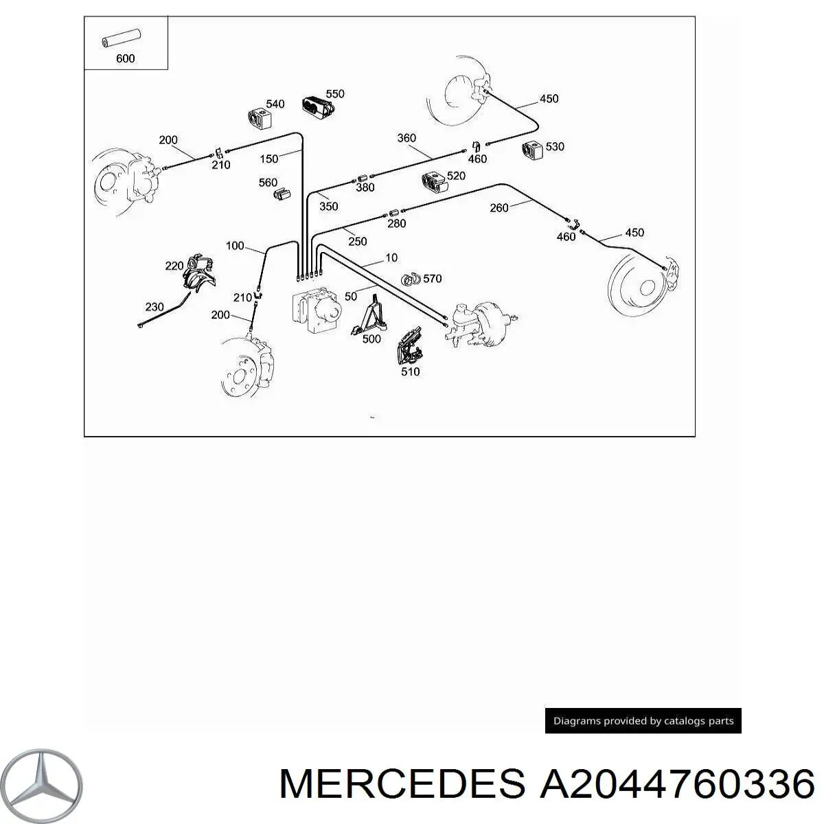 A2044760336 Mercedes consola de fixação de tubos de freio