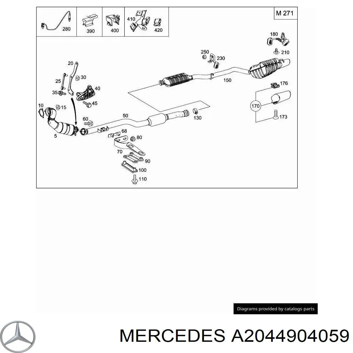 A204490405928 Mercedes глушитель, задняя часть