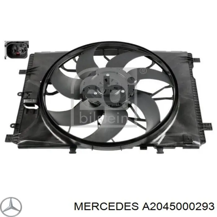 A2045000293 Mercedes difusor do radiador de esfriamento, montado com motor e roda de aletas