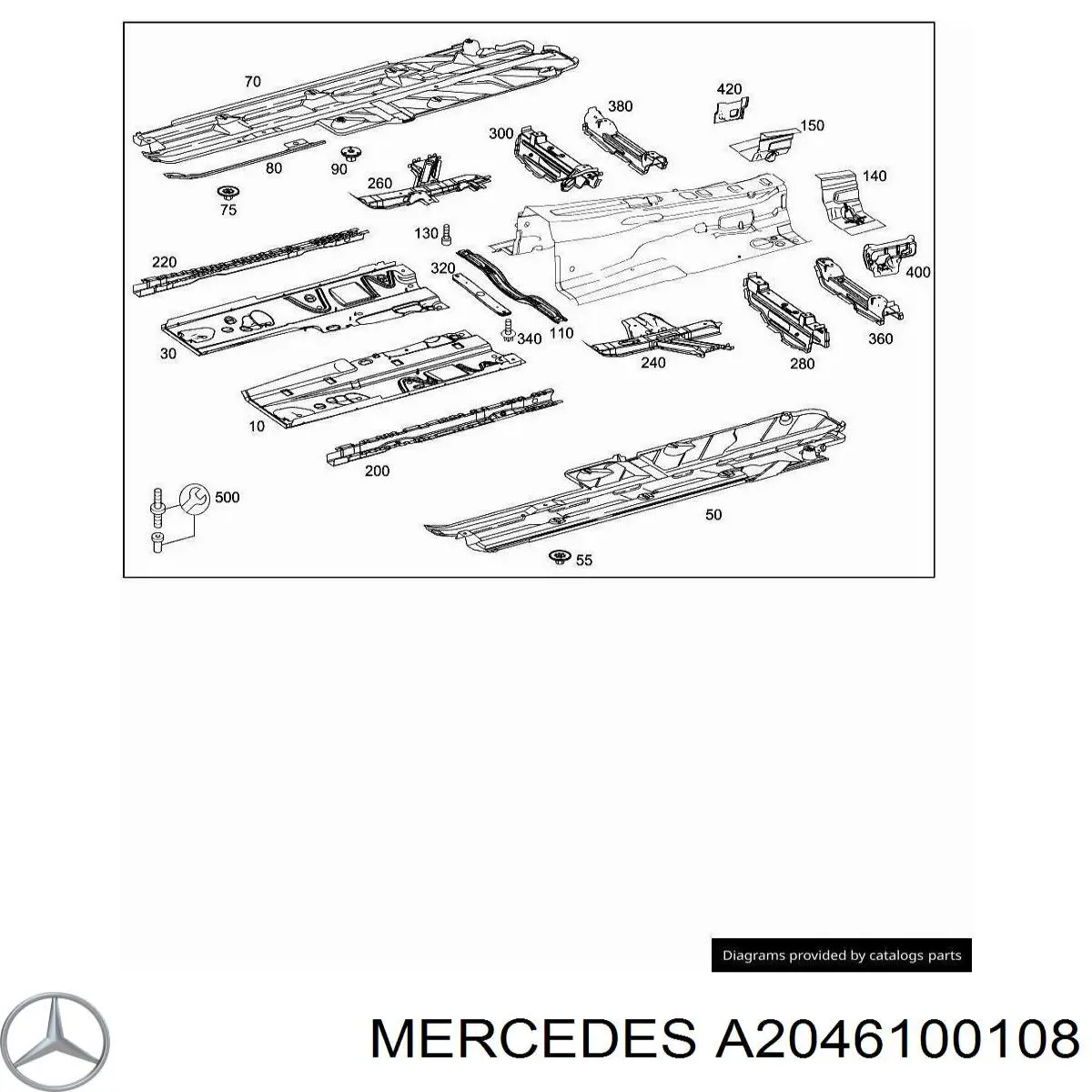 2046100108 Mercedes Защита днища левая