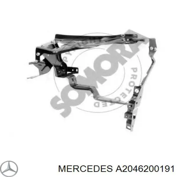 A2046200191 Mercedes suporte esquerdo do radiador (painel de montagem de fixação das luzes)