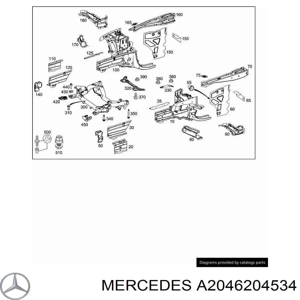 Четверть передняя левая на Mercedes C (W204)