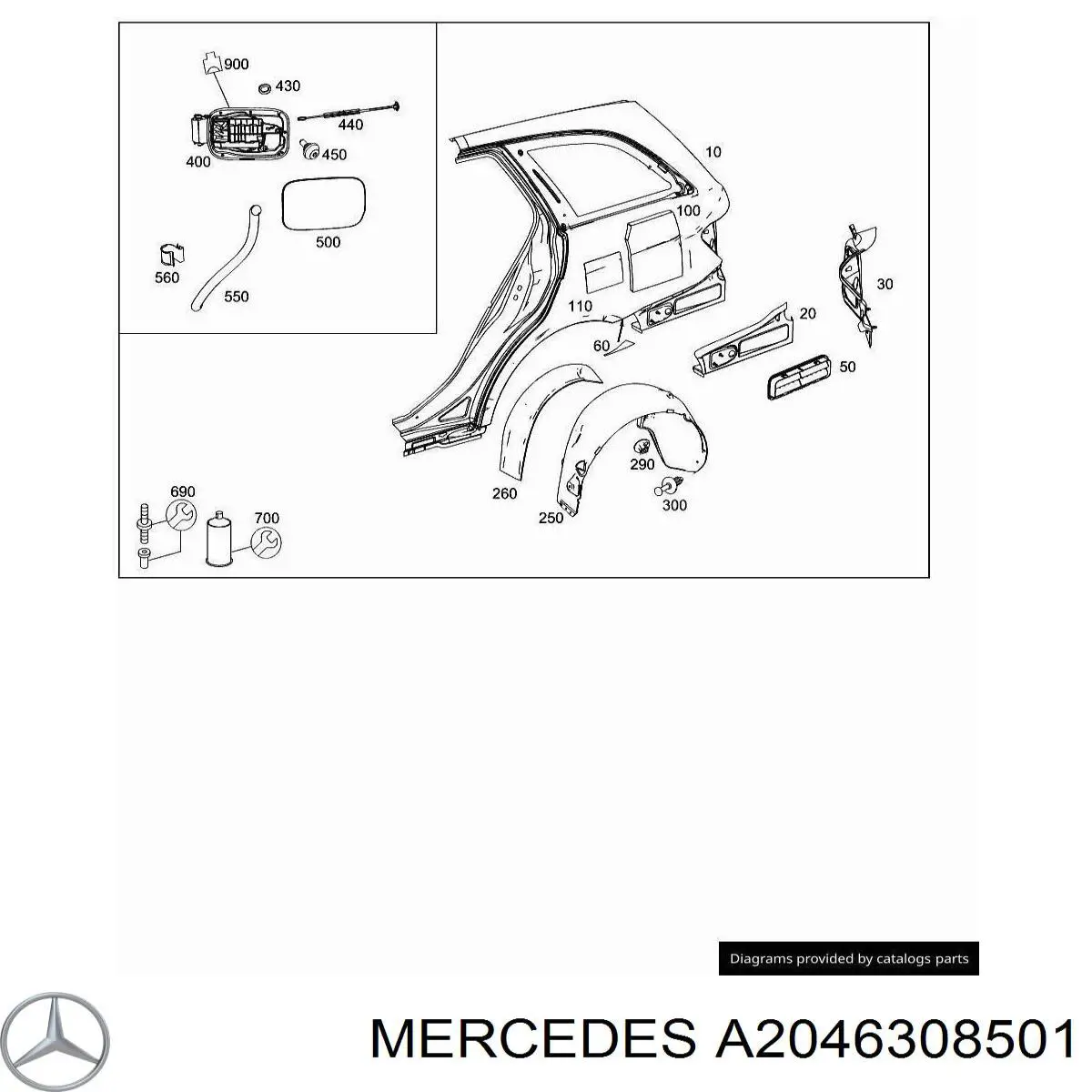 A2046308501 Mercedes Боковая часть задняя левая