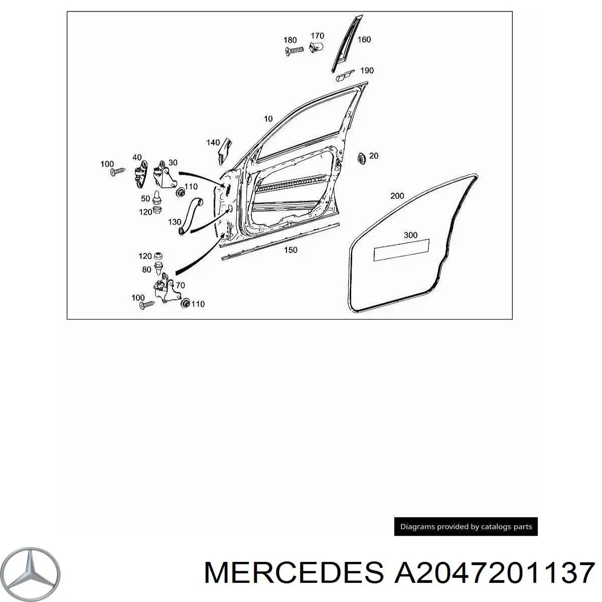 Купить A2047201137 Mercedes Завеса двери передней левой