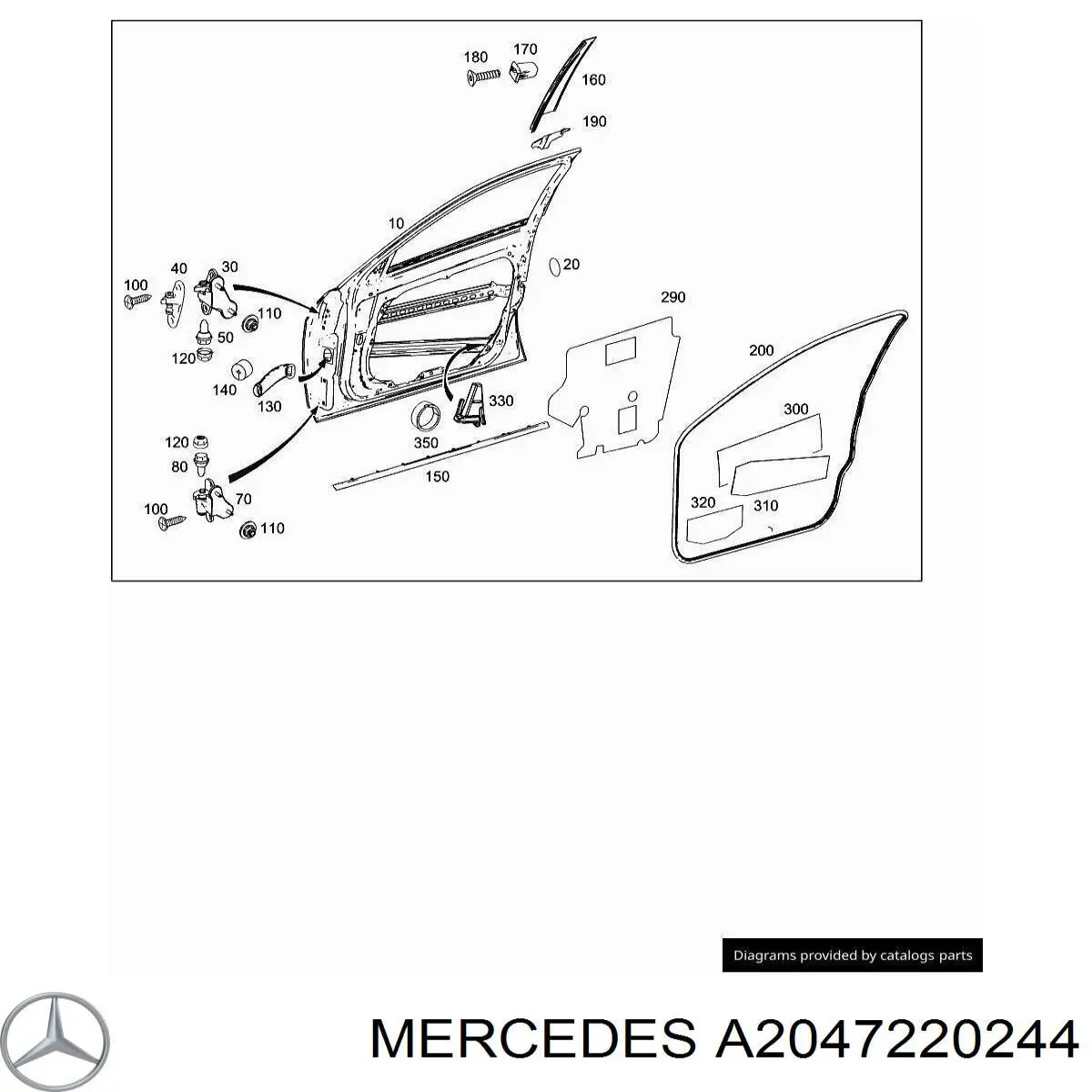 Дверной шарнир правый передний Mercedes A2047220244 цена, от 15.20 USD