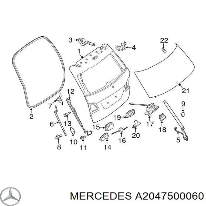 Motor acionador de abertura/fechamento de porta-malas (de 3ª/5ª porta traseira) para Mercedes GLK (X204)