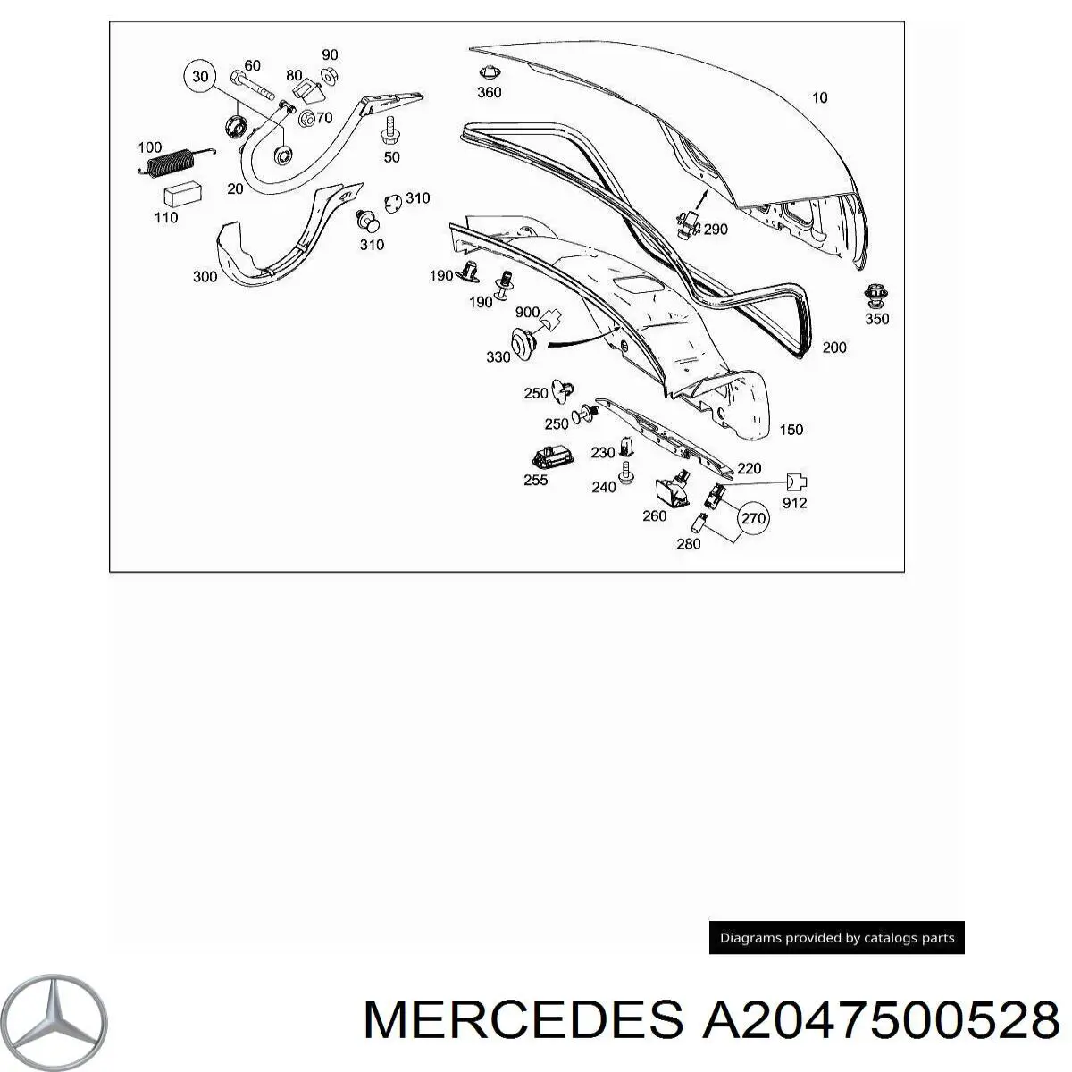 Шарнир крышки багажника Mercedes A2047500528 цена, от 8.87 USD