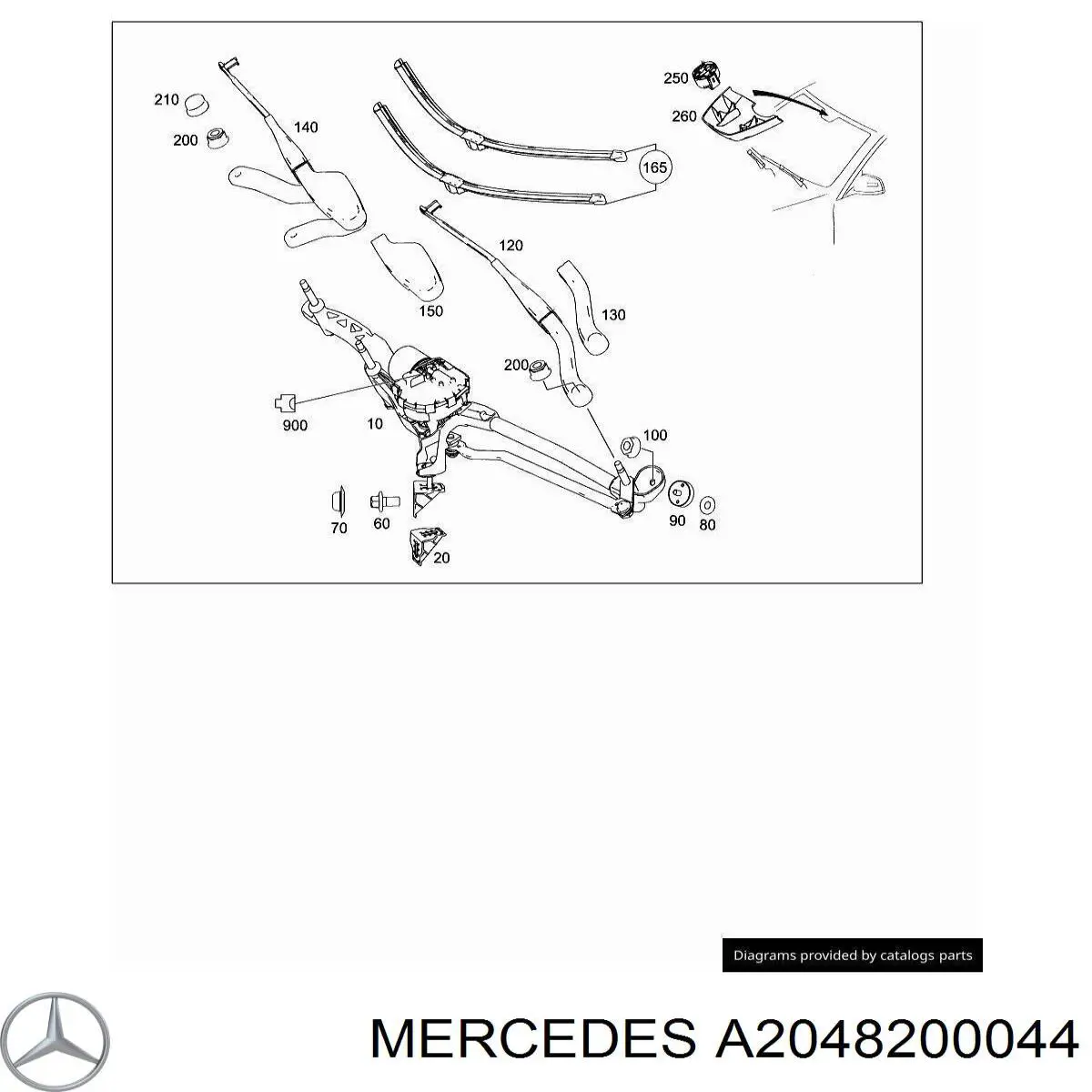 Braço de limpa-pára-brisas do pára-brisas Mercedes C  W204