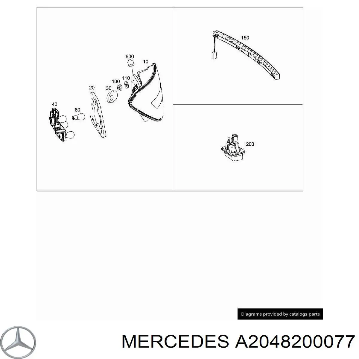 Купить A2048200077 Mercedes Плата заднего фонаря контактная