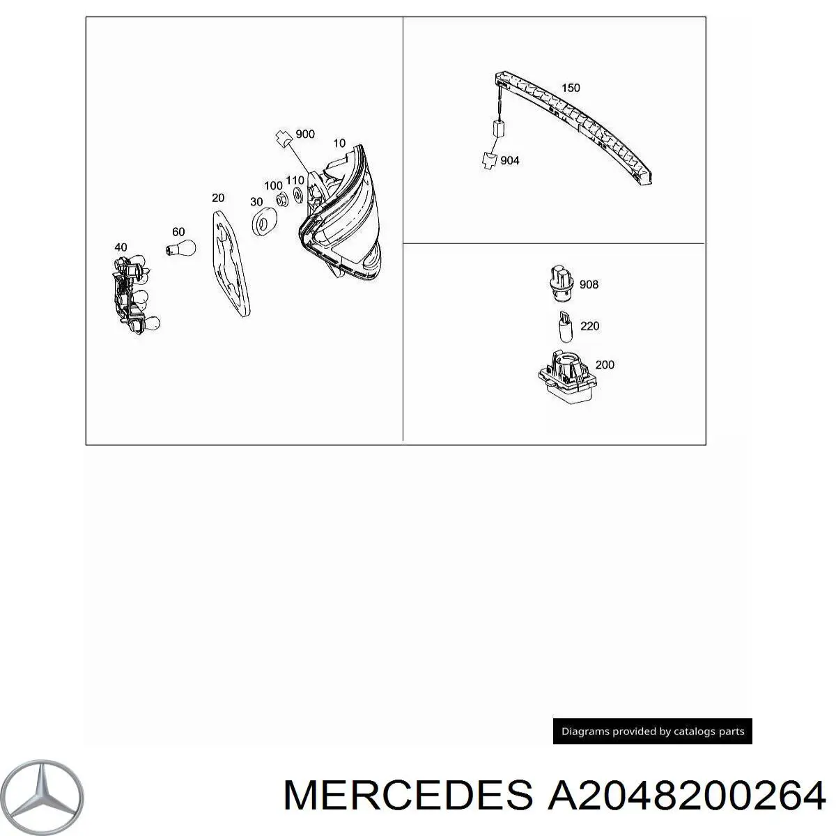 Фонарь задний правый Mercedes A2048200264 цена, от 76.01 USD