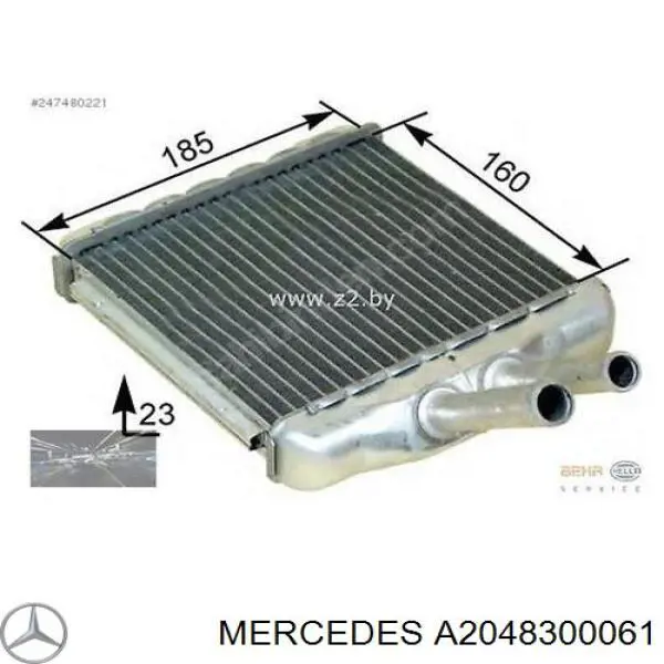 A2048300061 Mercedes radiador de forno (de aquecedor)