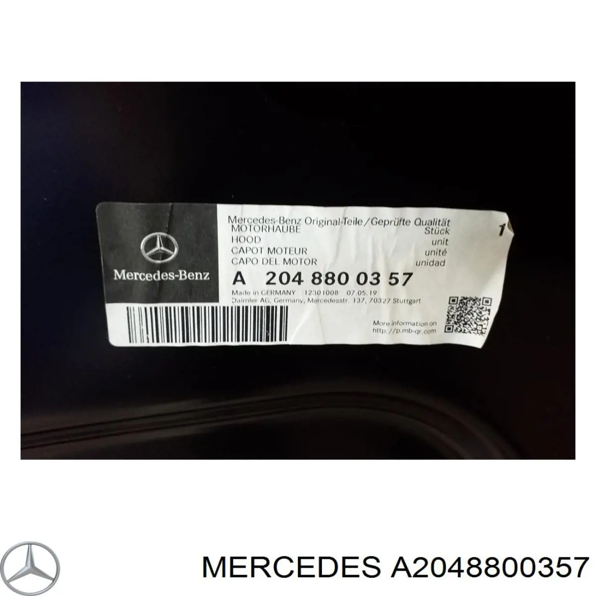 Купить A2048800357 Mercedes Капот