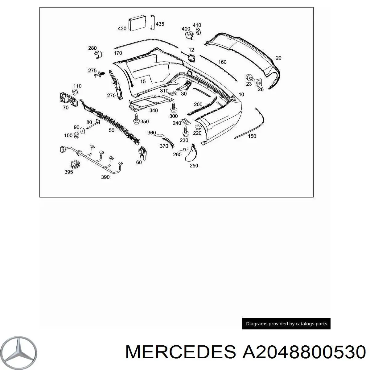 Купить A2048800530 Mercedes Направляющая заднего бампера левая