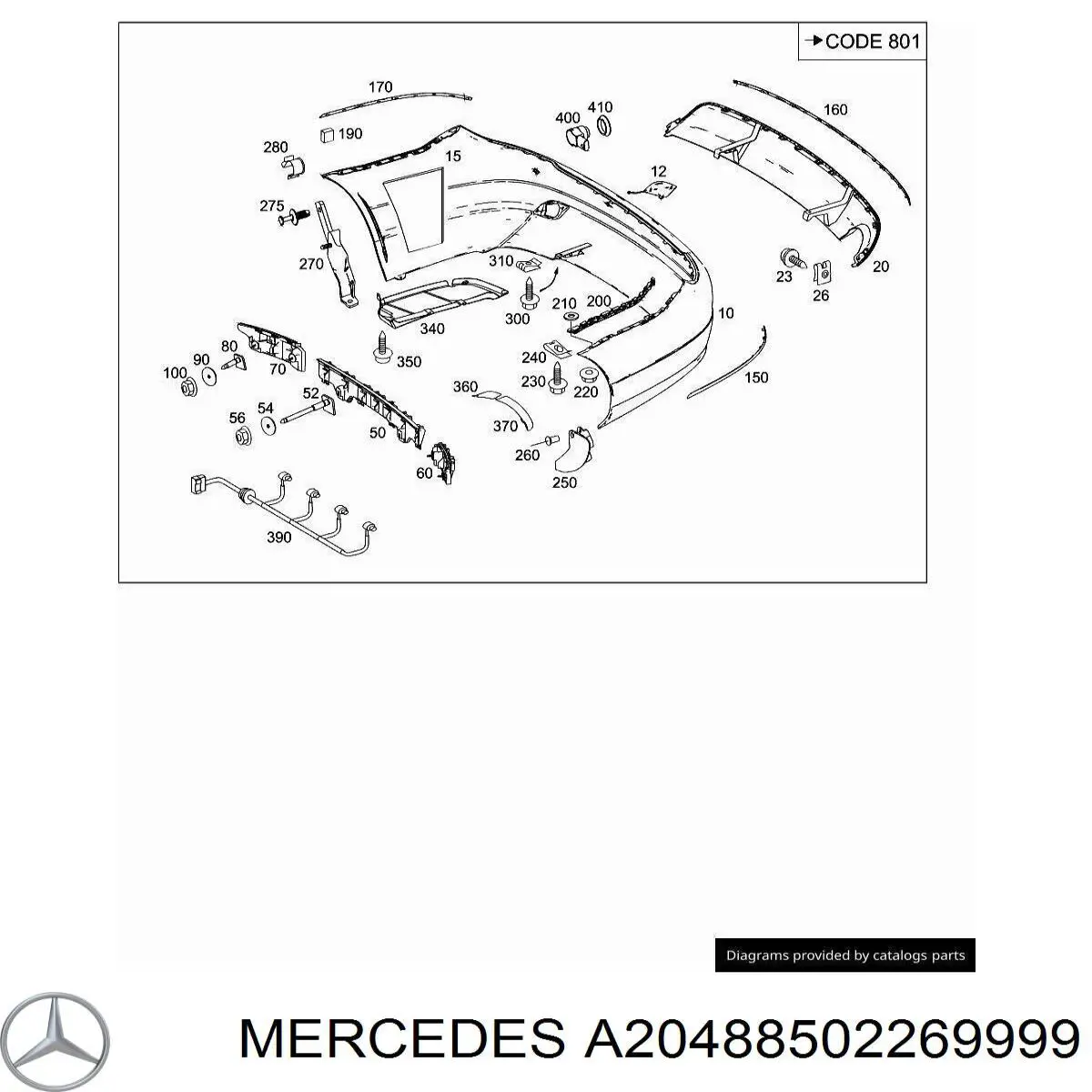 A20488502269999 Mercedes Заглушка бампера буксировочного крюка задняя