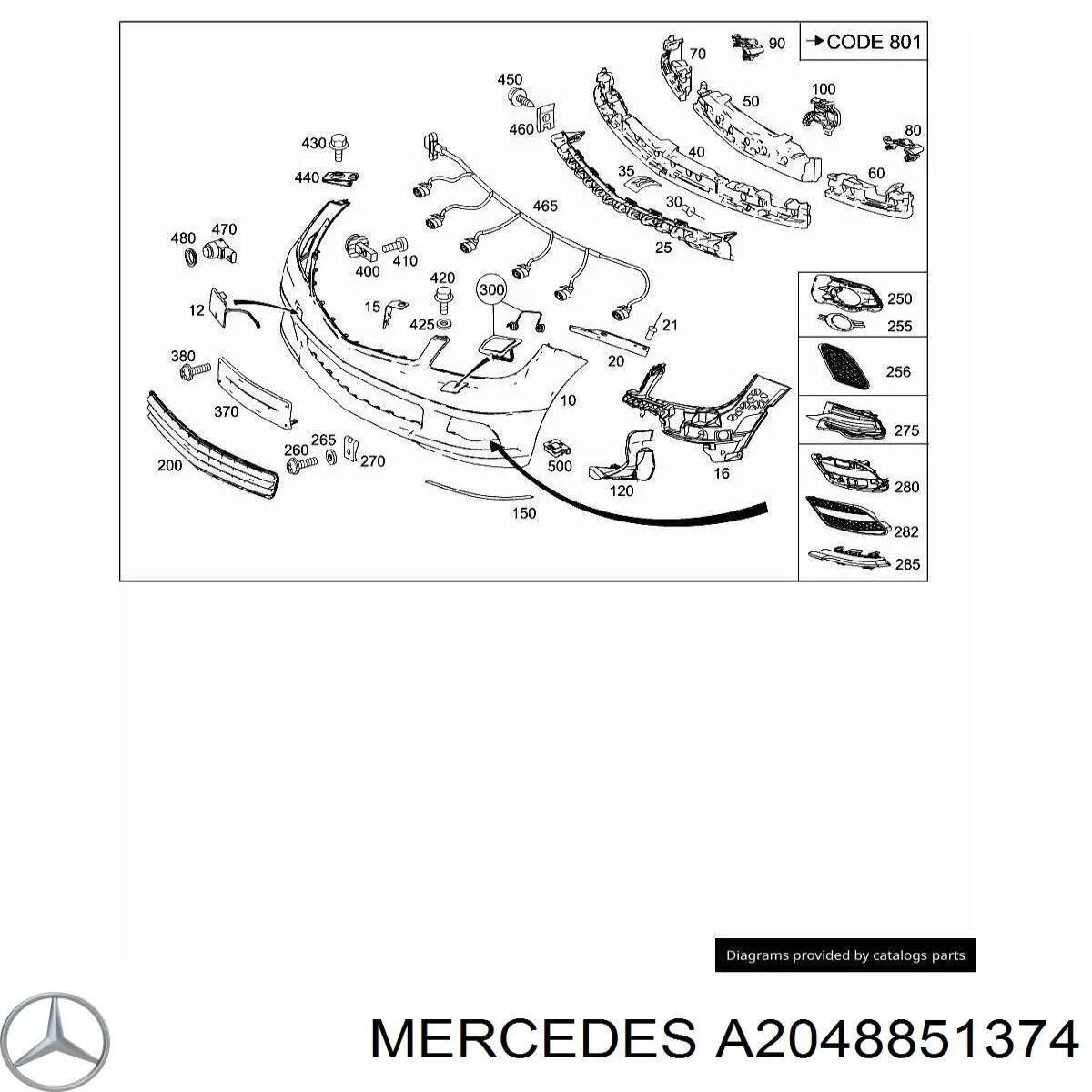A2048851374 Mercedes ободок (окантовка фары противотуманной левой)